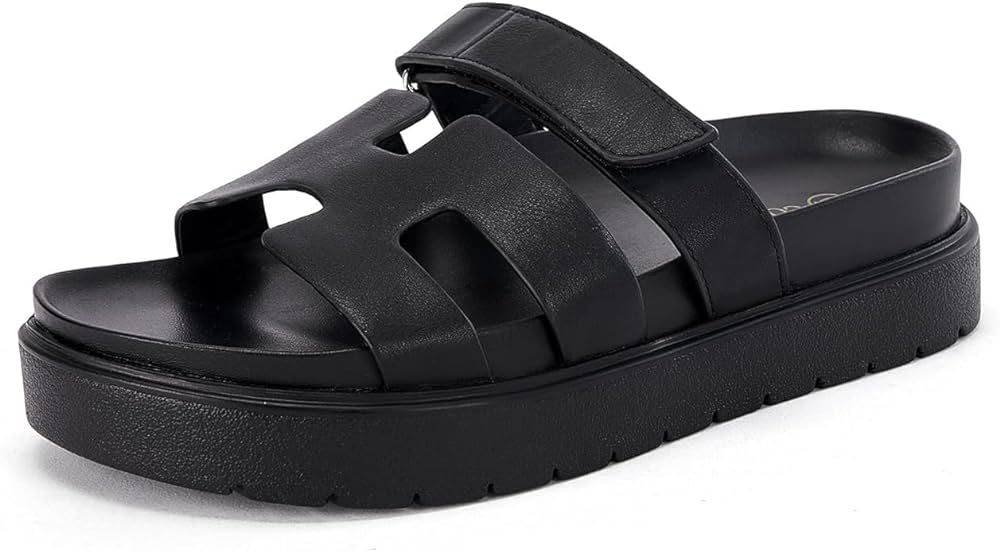 Slide Sandals Women Summer Casual Slip On Sandals Women's Leather Sandal Sandals Women | Amazon (US)