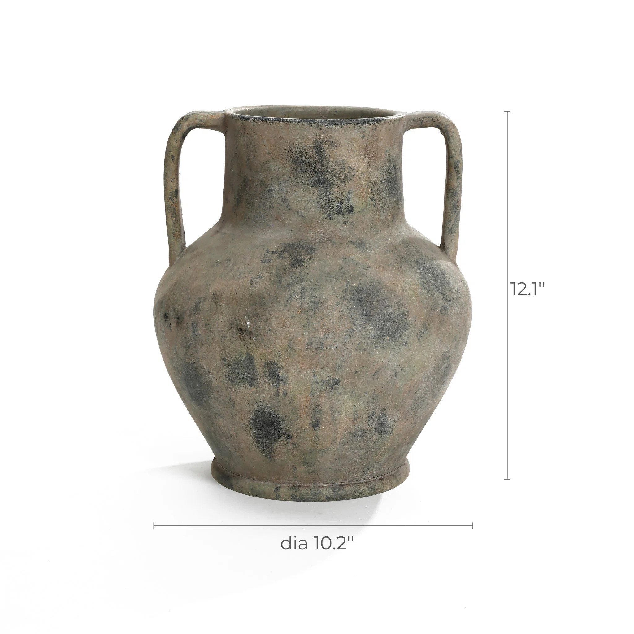 Rustic Mottled Brown Terracotta 12.1-Inch Tall Urn Vase with Handles | Wayfair North America