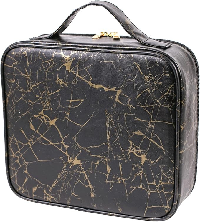 Travel Makeup Train Case Make Up Cosmetic Organizer Bag Makeup Tool Storage with Adjustable Compa... | Amazon (US)