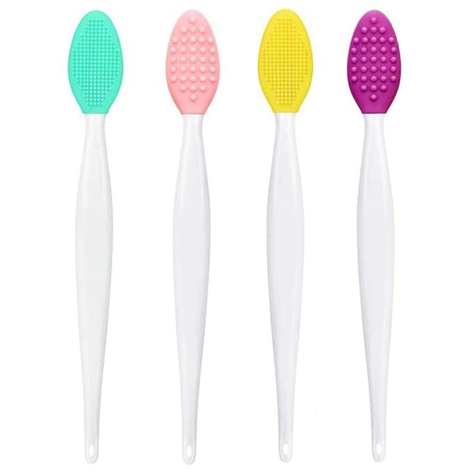 4 Pcs Lip Brush Tool Lip Scrub Brush Double-Sided Silicone Exfoliating Lip Brush | Amazon (US)