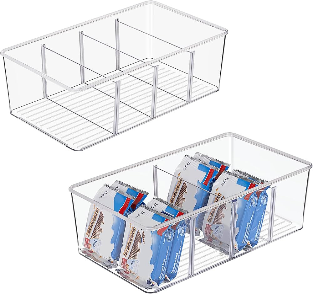 Vtopmart 2 Pack Food Storage Organizer Bins, Clear Plastic Bins for Pantry, Kitchen, Fridge, Cabi... | Amazon (US)