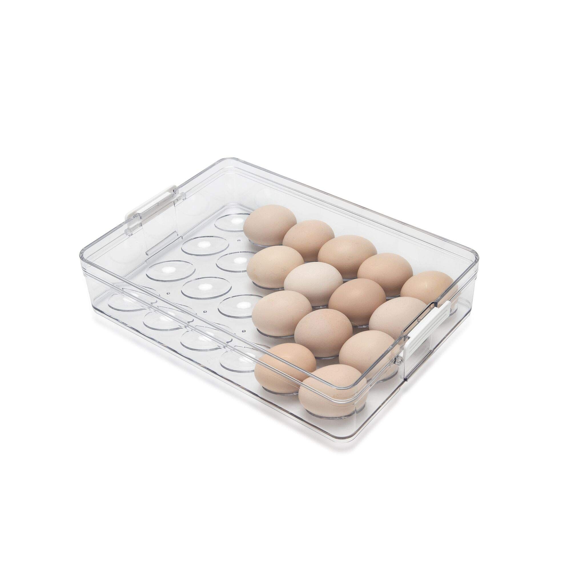 24 Eggs Holder for Refrigerator Upgraded, Clear Plastic Egg Containers Organizer with Lid for Fri... | Amazon (US)