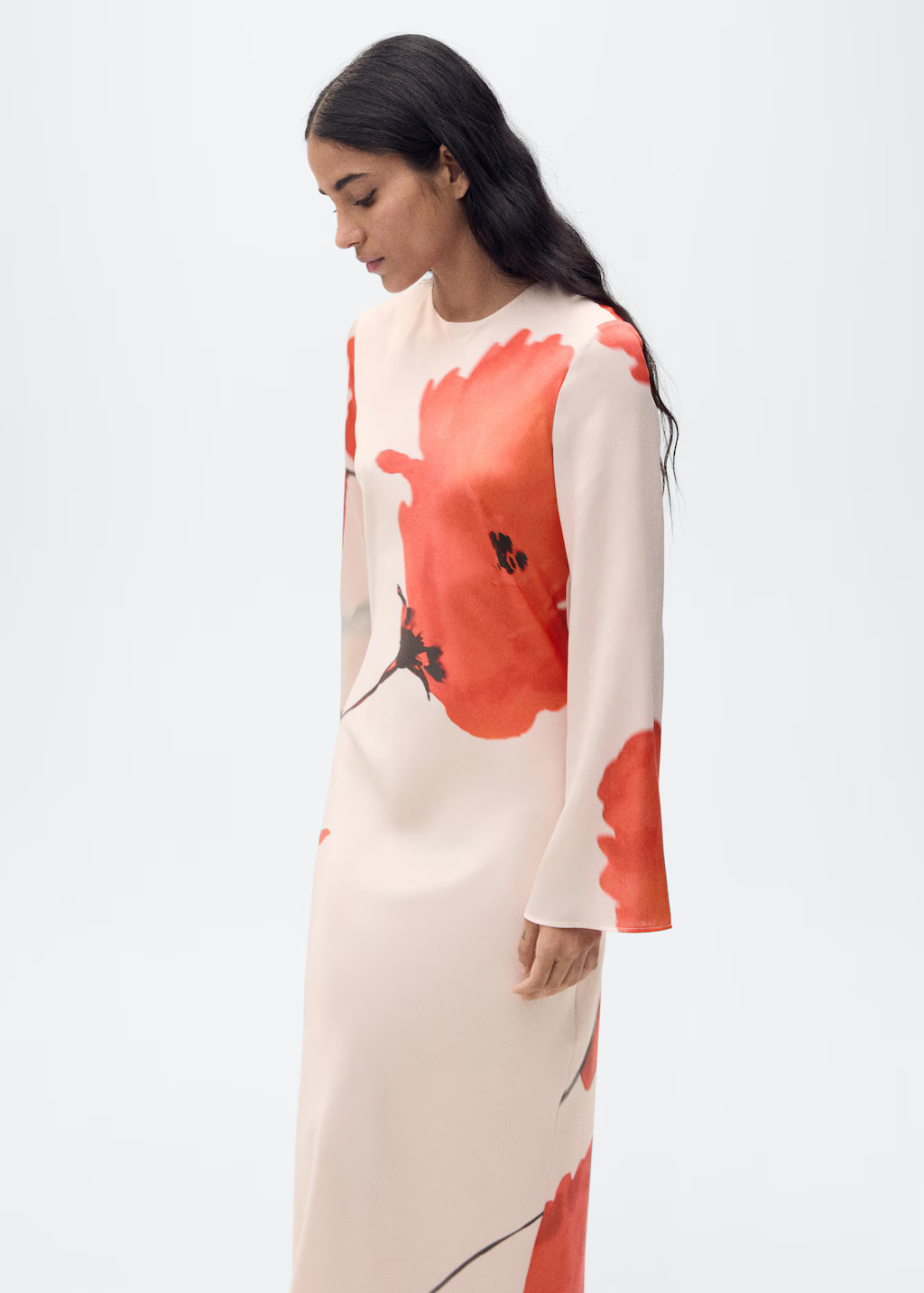 Satin dress with floral print - Women | MANGO United Kingdom | MANGO (UK)