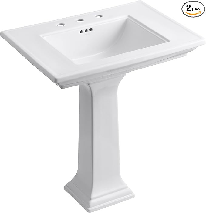 KOHLER K-2268-8-0 Memoirs Pedestal Bathroom Sink with 8" Centers and Stately Design, White | Amazon (US)