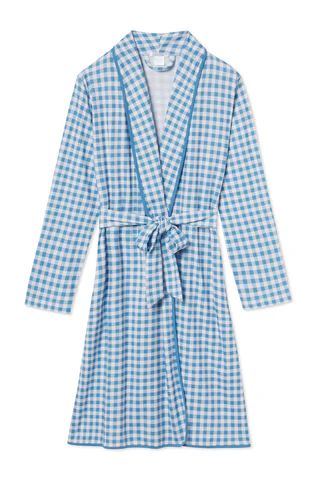 Pima Robe in Bluebird Gingham - Final Sale | LAKE Pajamas