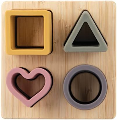 Amazon.com : Nuby Soft Shape Silicone Puzzle Toy with Bamboo Wooden Base, Promotes Hand-Eye Coord... | Amazon (US)