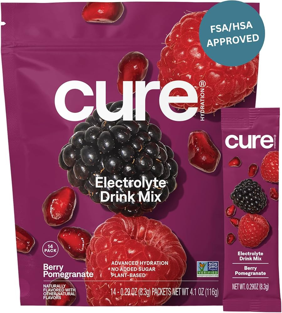 Cure Hydration | Plant-Based Electrolyte Drink Mix | No Added Sugar | FSA-HSA | Dehydration Relie... | Amazon (US)