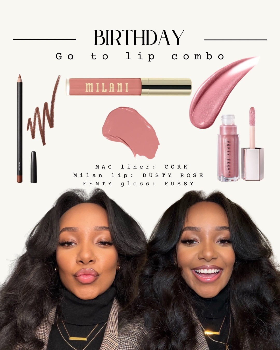 Go to everyday, special occasion or birthday lip combo. MAC lip liner, Milani cosmetics liquid lipstick, Fenty Beauty lip bomb gloss. Ulta finds & Favorites. Follow @thenewhomegirl for more. 

#LTKgrwm #LTKHoliday #LTKGiftGuide