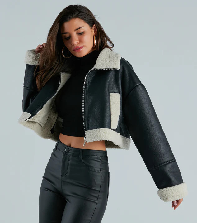 City Slicker Faux Leather Sherpa Lined Jacket | Windsor Stores