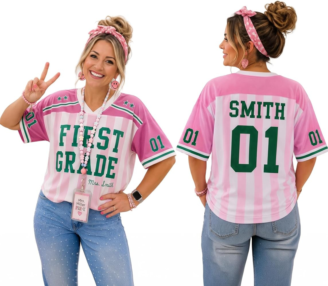 UrbanNEST Personalized Teacher Jersey, Custom Name Number Football Jersey, Custom Grade Teacher O... | Amazon (US)