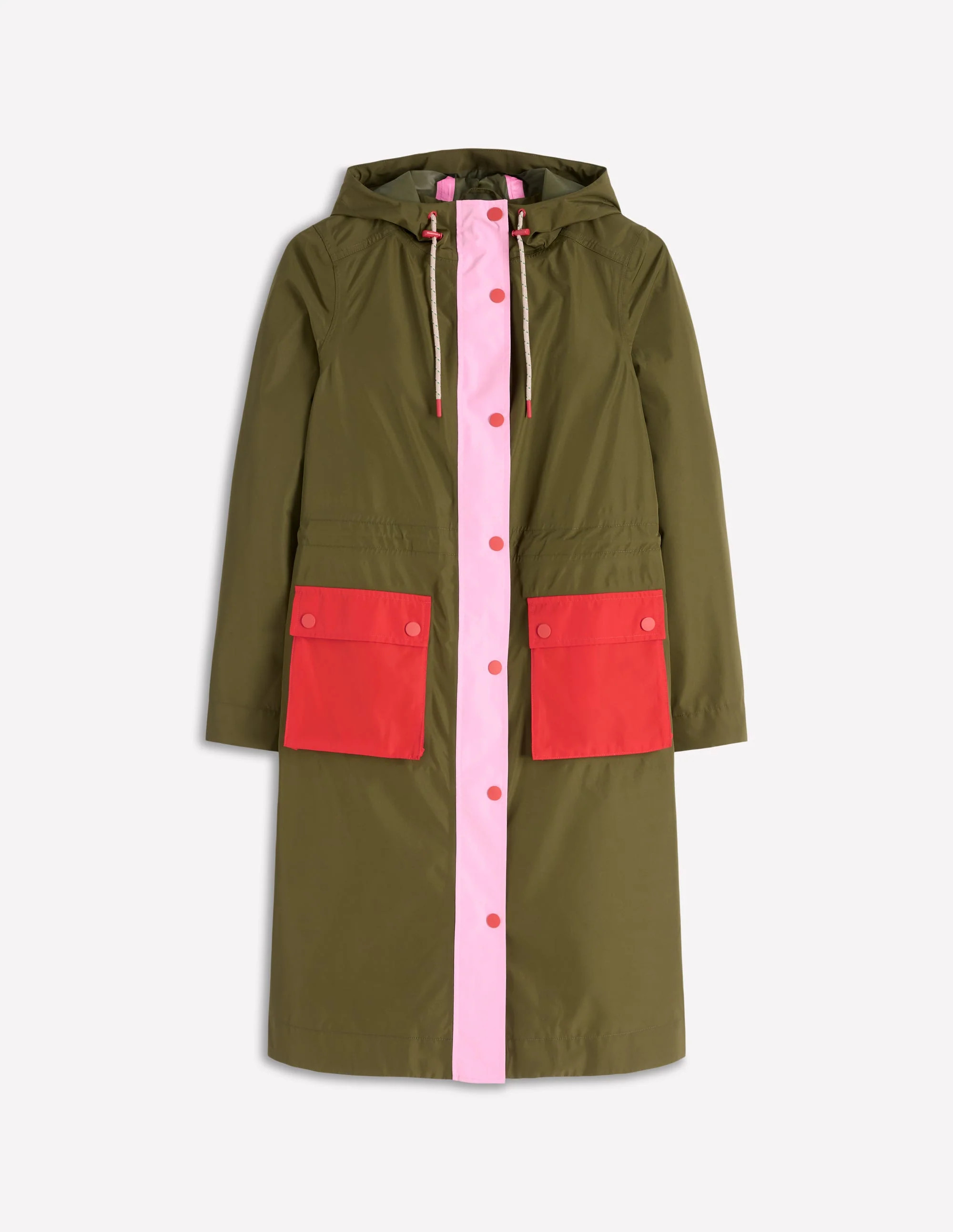 Longline Rain Mac-Khaki Colourblock | Boden (US)