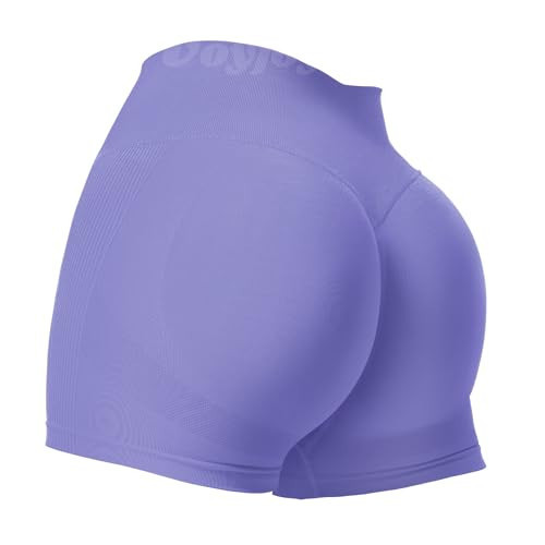 VOYJOY Women Workout Shorts 3.6" Scrunch Butt Lifting Gym Seamless Yoga Biker Shorts Light Purple | Amazon (US)