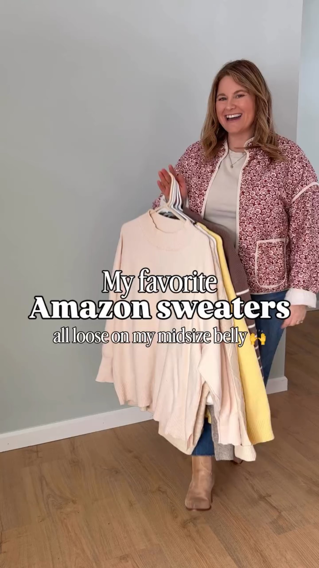 Comment COZY & I’ll send over the links! 

The first sweater I’ve had for years and is one of my most worn sweaters ever (I have it in 4 colors!) The others are newer from this year or last but also comfy and loose! 

#midsizestyle #midsizefashion #amazonsweatertryon #midsizesweaters #winteroutfits
