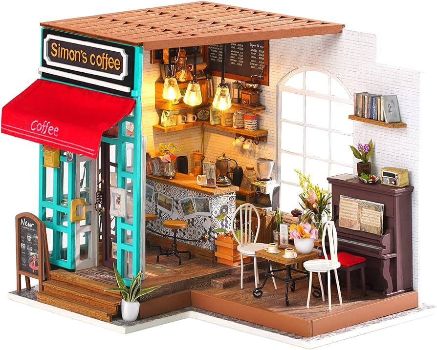 Rowood DIY Miniature Dollhouse Kit with Furniture, 1:24 Scale Model House Kit, Wooden Mini House ... | Amazon (US)