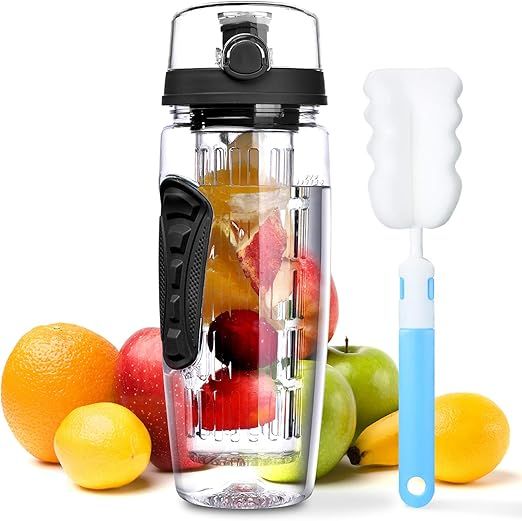 OMORC 32 OZ Sport Fruit Infuser Water Bottle, Flip Top Lid & Dual Anti-Slip Grips, BPA Free Infus... | Amazon (US)