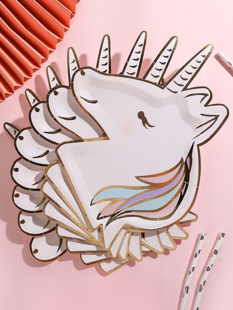 8pcs Unicorn Disposable Plate | SHEIN