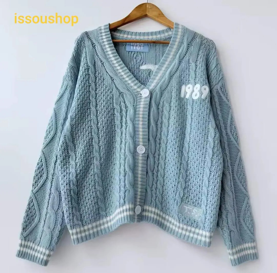 Women’s 1989 Vintage Oversized Cardigan, Blue Chunky Knit Sweater With Seagull Embroidery, Cozy... | Etsy (US)