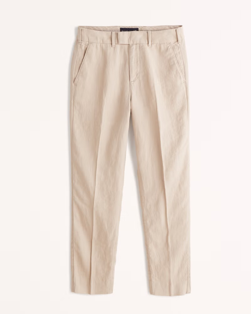 Straight Fit Linen Pant | Abercrombie & Fitch (US)
