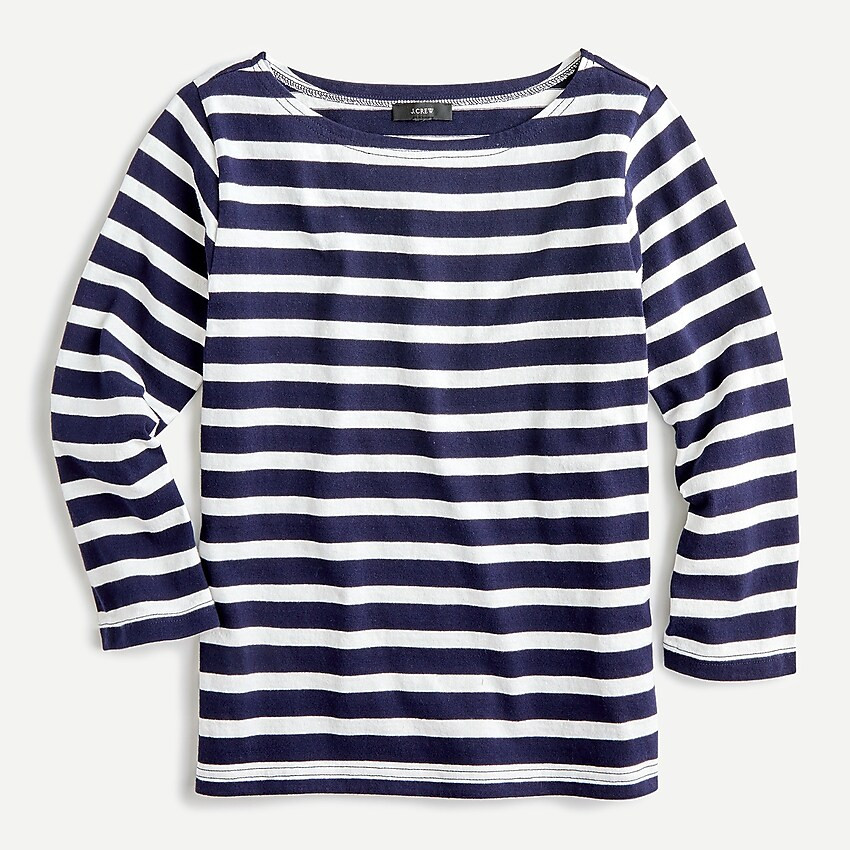 Structured boatneck T-shirt in stripe | J. Crew US