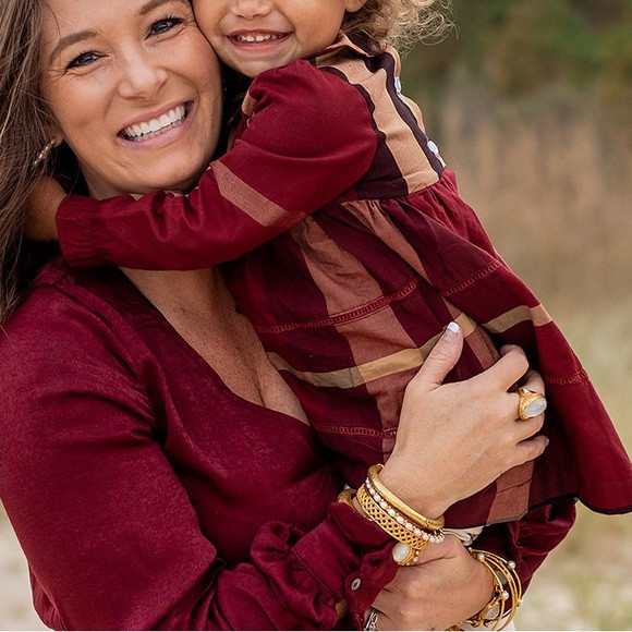 Kids Long Dress in Burgundy Red and Brown Plaid | Poshmark