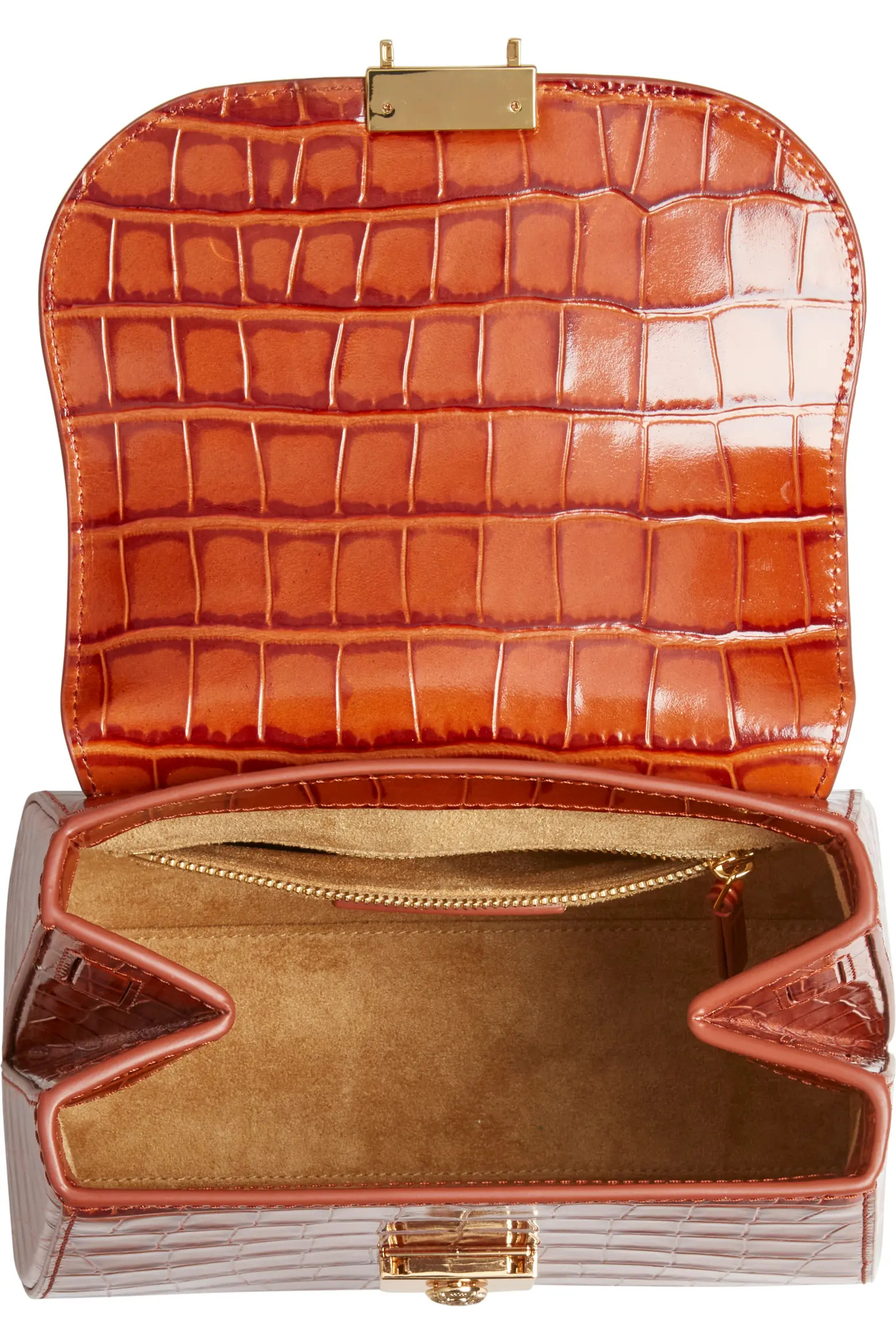 Crest Lock Croc Embossed Leather Top Handle Bag (Women) | Nordstrom | Nordstrom