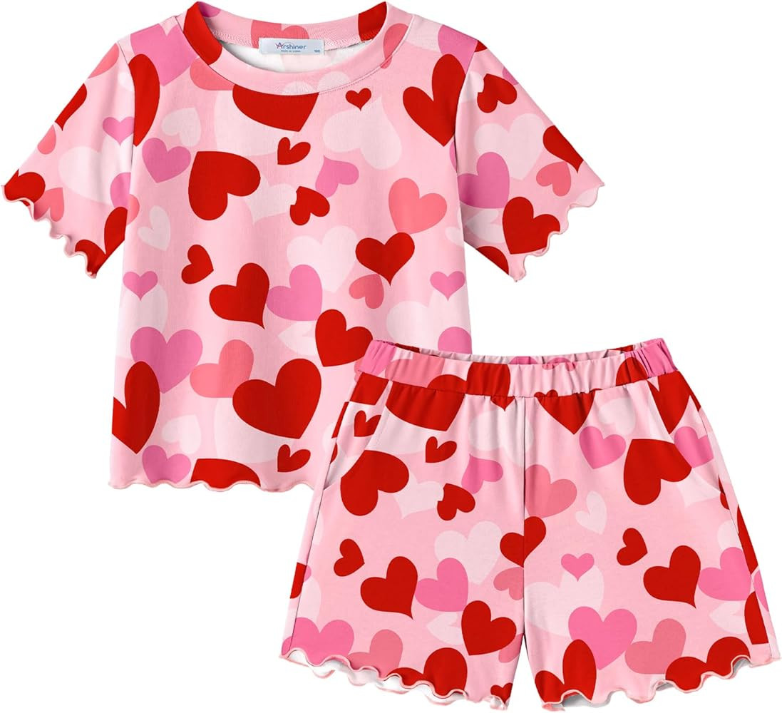 Arshiner Toddler Girls Clothes Ruffle Short Sleeves Crewneck Tops and Shorts with Pockets Cute Su... | Amazon (US)