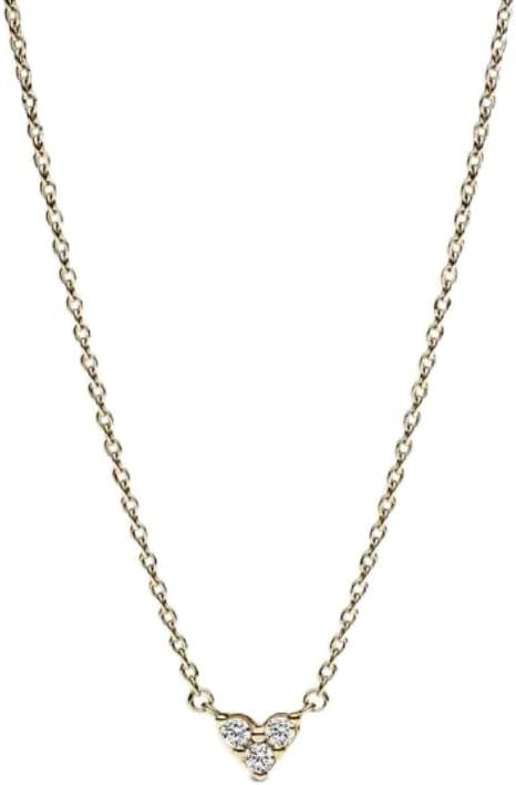 PANDORA Triple Stone Heart Collier Necklace - Gift for Her - 14k Gold Necklace with Clear Cubic Z... | Amazon (US)