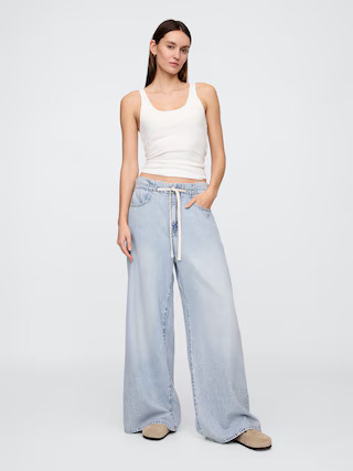 Mid Rise SuperLight Pull-On Baggy Jeans | Gap Factory