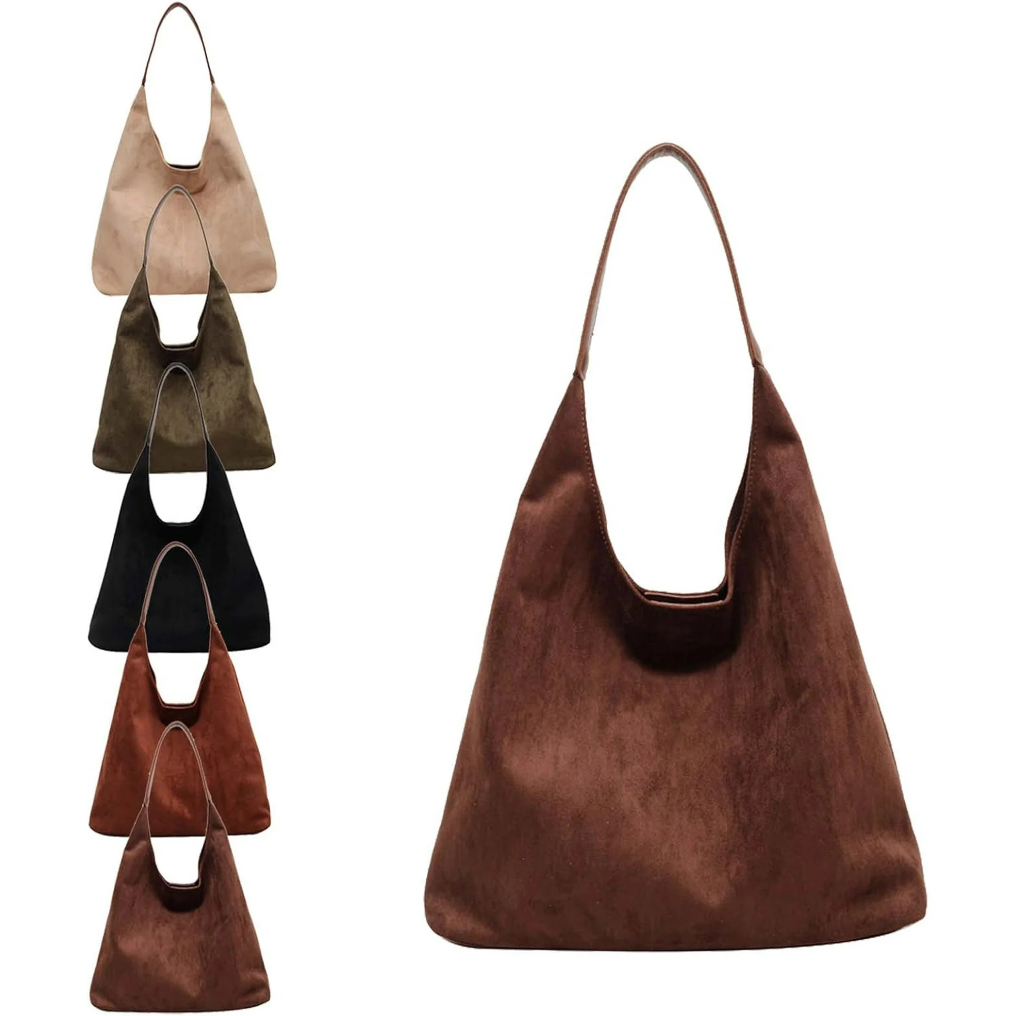 Suede Hobo Bag Brown Suede Handbag for Women Retro Suede Slouchy Bag Hobo Handbag Suede Shoulder ... | Walmart (US)