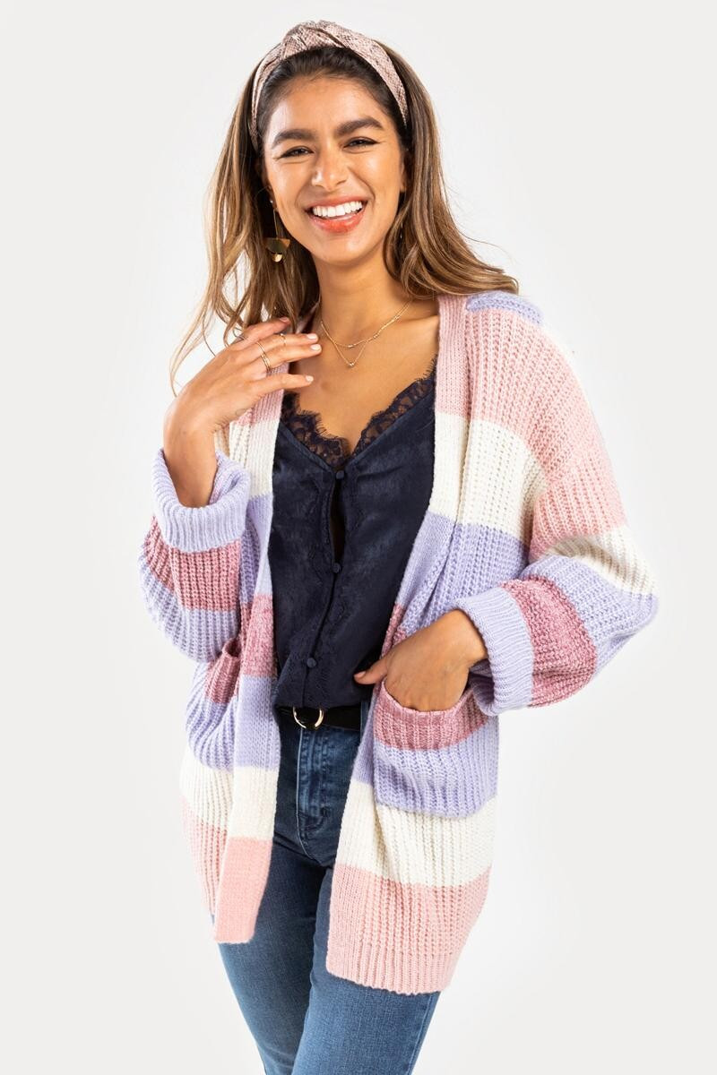 Heather Striped Open Cardigan | Francesca’s Collections