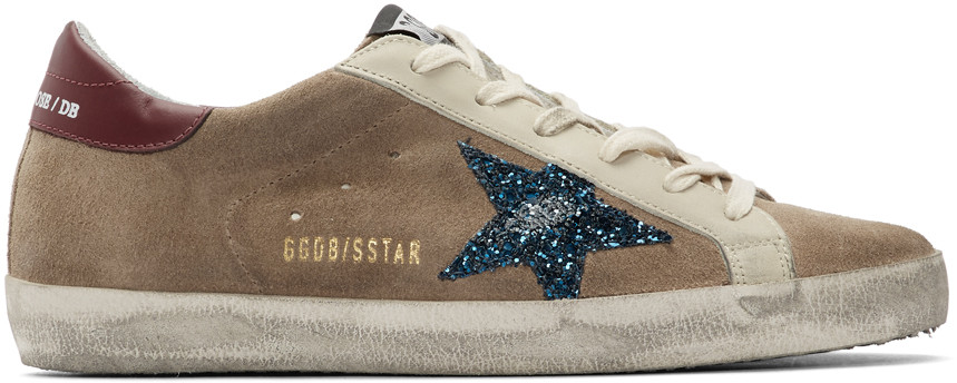 Beige & Blue Suede Superstar Sneakers | SSENSE