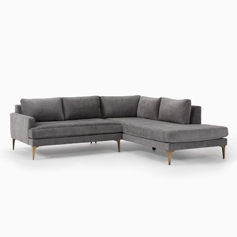 Andes 2-Piece Bumper Chaise Sectional (90"–105") | West Elm (US)