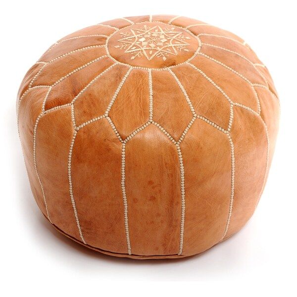 Handmade Moroccan Leather Pouf Authentic Ottoman (Morocco) | Bed Bath & Beyond