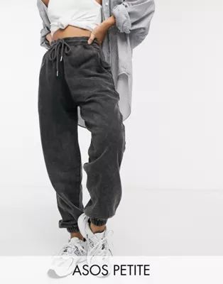 ASOS DESIGN Petite oversized sweatpants in acid wash black | ASOS (Global)