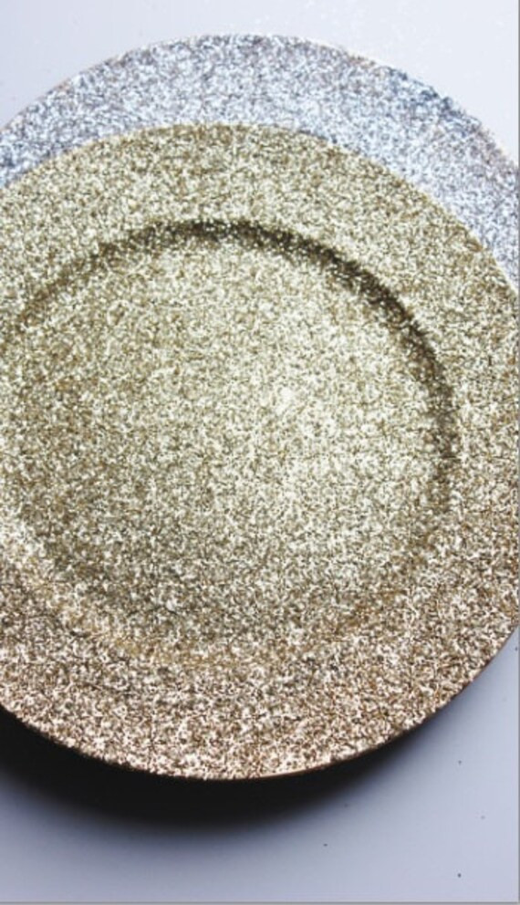 GOLD or Silver GLITTER CHARGER Plates Chargers Hand Glittered Tableware Plate Bride Groom Glitter... | Etsy (US)