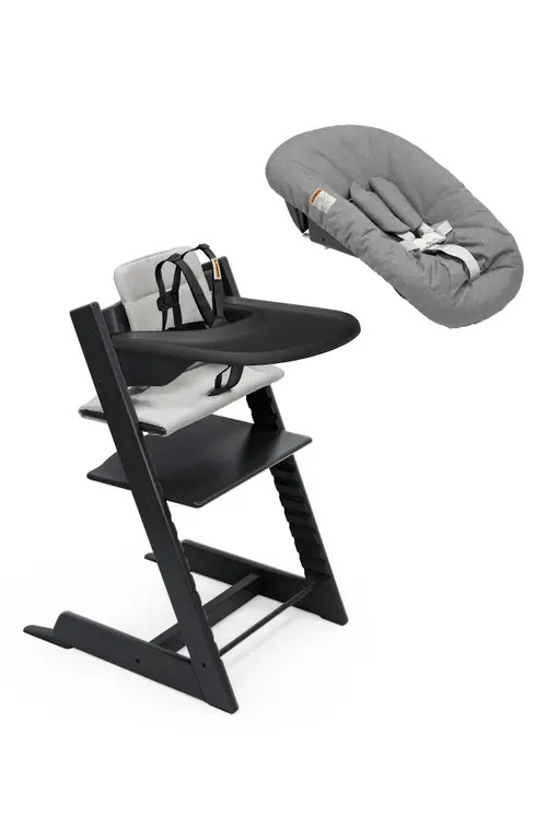 Tripp Trapp® Highchair², Cushion, Newborn Set & Stokke® Tray $597 Value in Black at Nordstrom | Nordstrom
