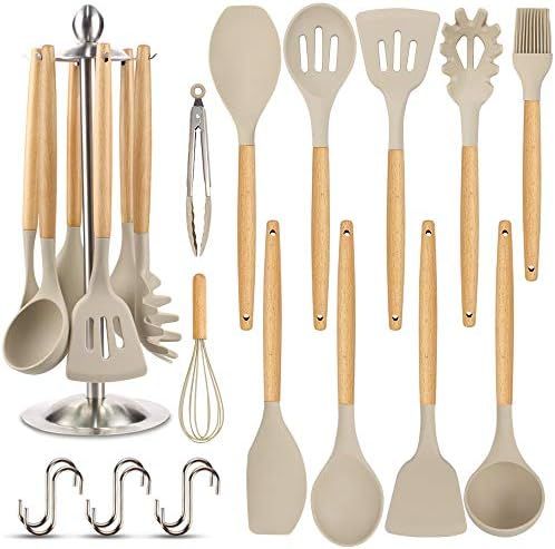 Silicone Kitchen Cooking Utensil Set, EAGMAK 16PCS Kitchen Utensils Spatula Set with Stainless Steel | Amazon (US)