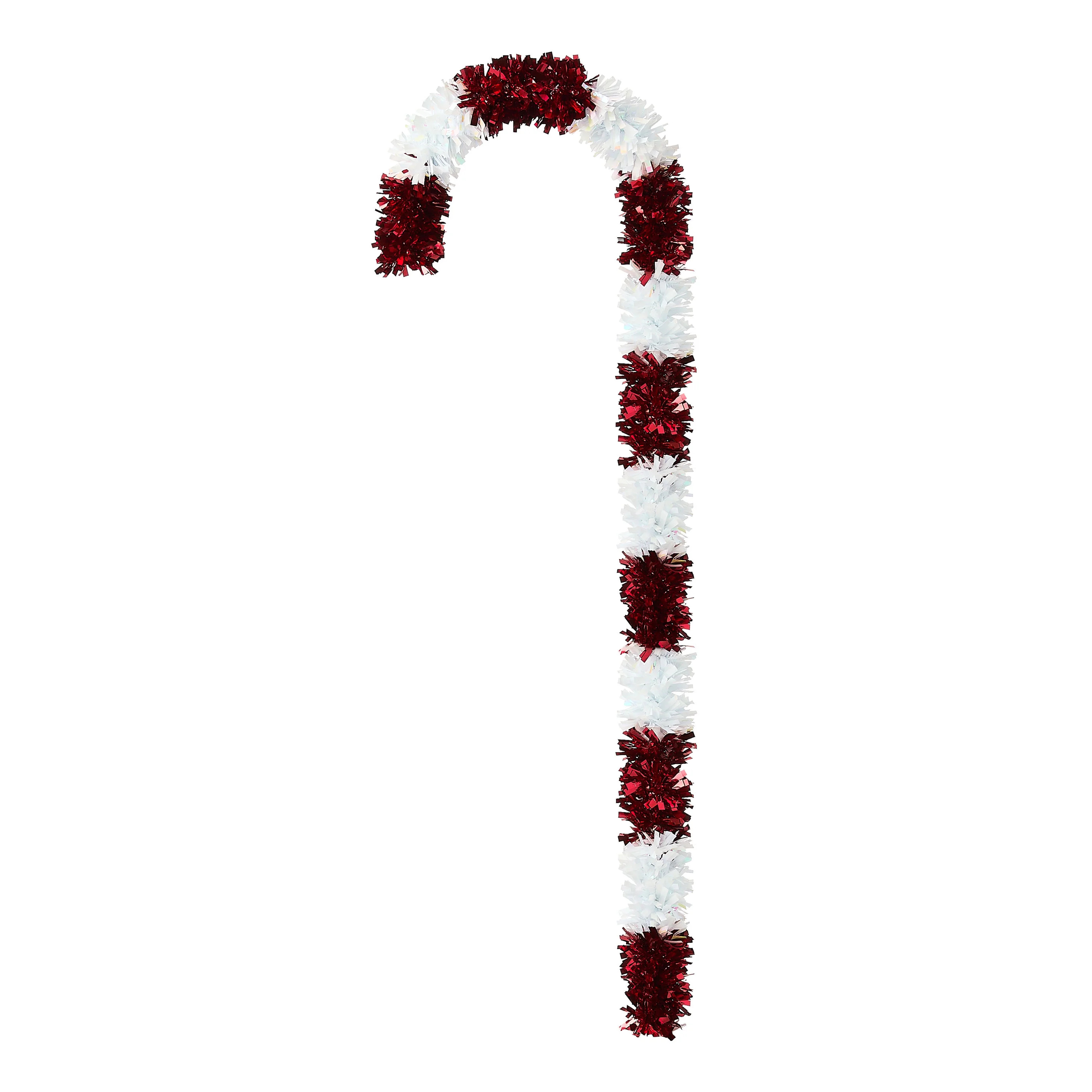 Red and Opal Jumbo Tinsel Candy Cane Christmas Decoration, 46", by Holiday Time | Walmart (US)