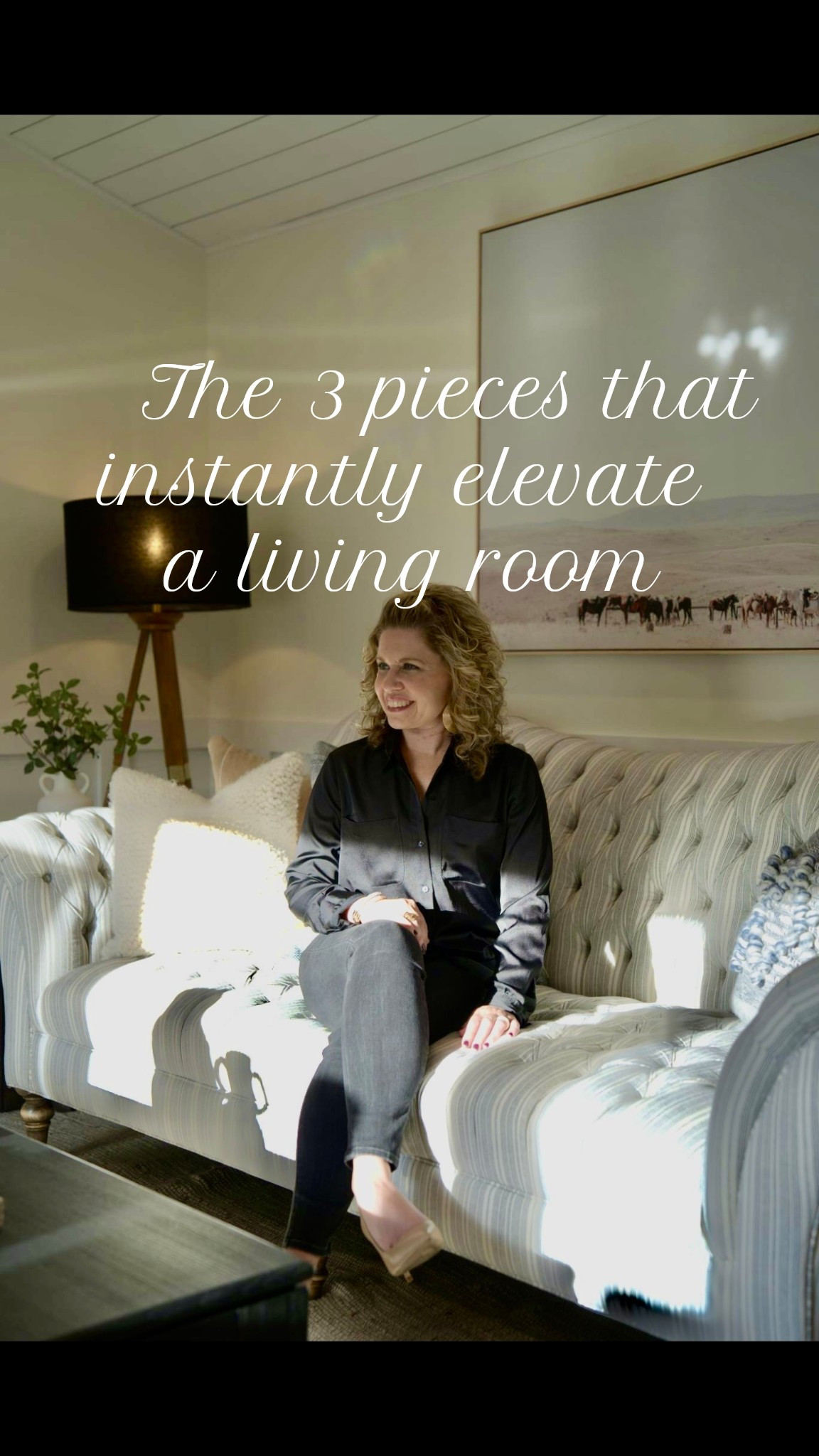 Design detail I always prioritize. Comfortable seating, artwork that fills the wall, and lighting that creates a soft glow in the evening. Shop this designer inspired living room.

#amandacodesign #ltkhome #interiordesign
