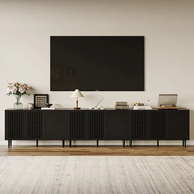 Credenza Storage Cabinet With Doors, Sideboard Buffet Cabinet With Adjustable Shelves For Living Room, Dining Room, Black | Wayfair North America