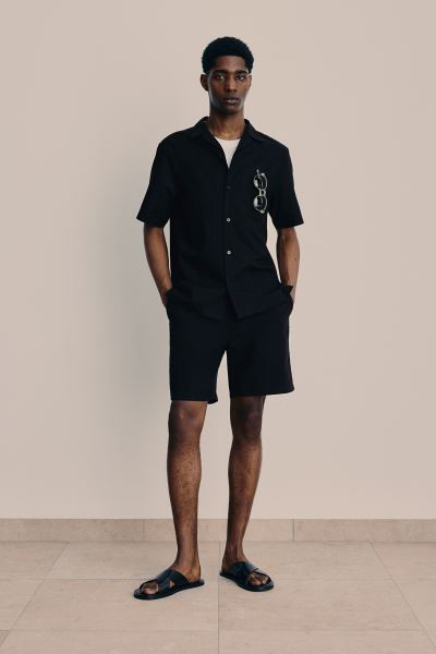 Regular Fit Linen-blend Shirt - Short sleeve - Regular length - Light beige - Men | H&M US | H&M (US + CA)