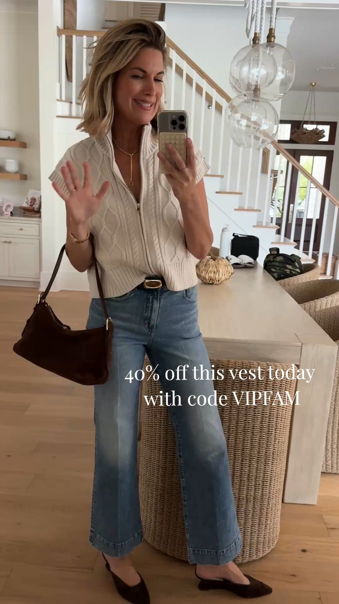 Use code VIPFAM for 40% off this vest today!! I am in size small and 27 tall jeans. I’m 5’11”.  Shoes true to size.

#LTKootd #LTKSaleAlert #LTKTall