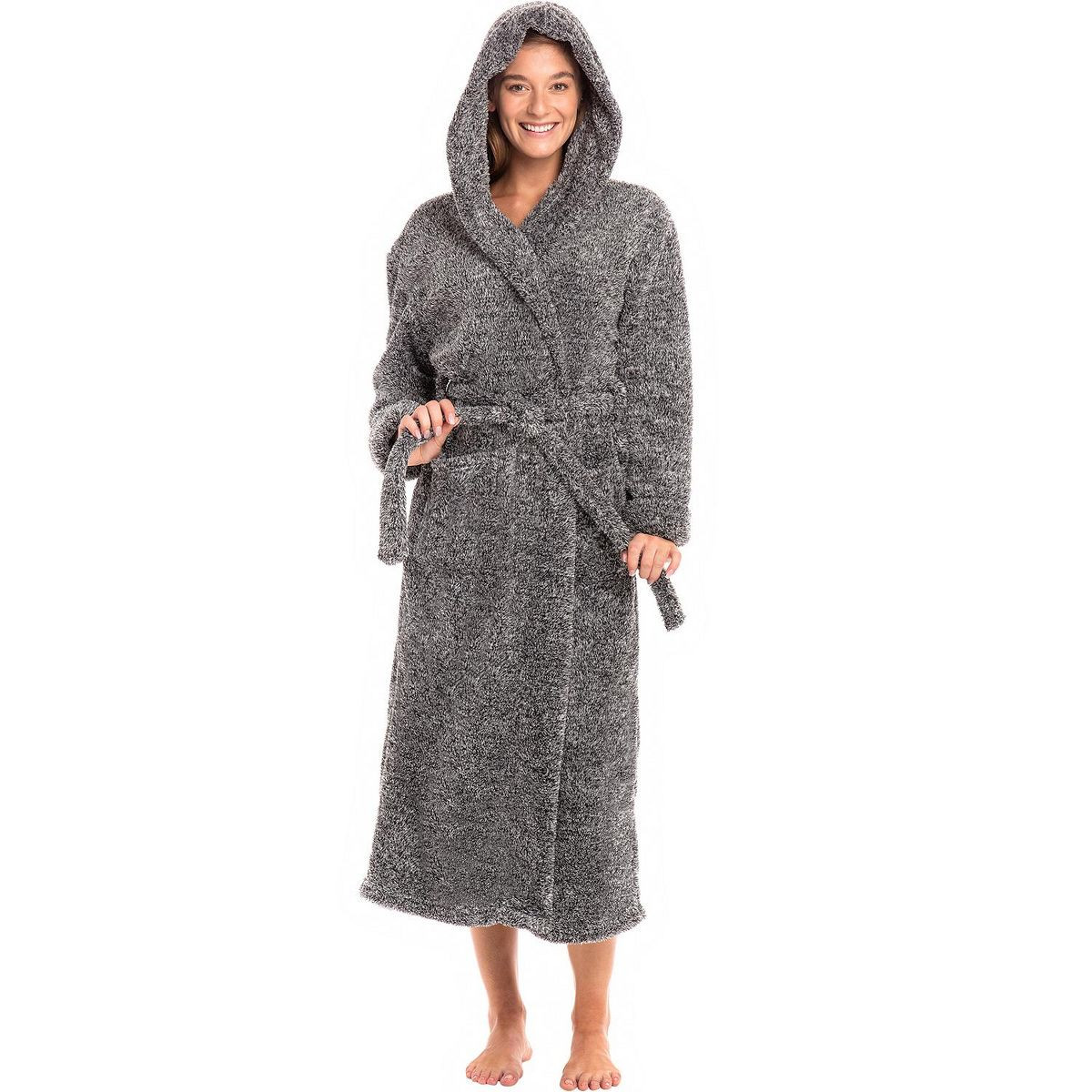ADR Women's Fuzzy Plush Fleece Bathrobe with Hood, Soft Warm Hooded Lounge Robe | Target