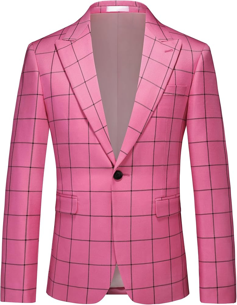 MOGU Men's Slim Fit Plaid Suit Set – Sport Coat Blazer, Vest & Pants (Each Sold Separately) for... | Amazon (US)
