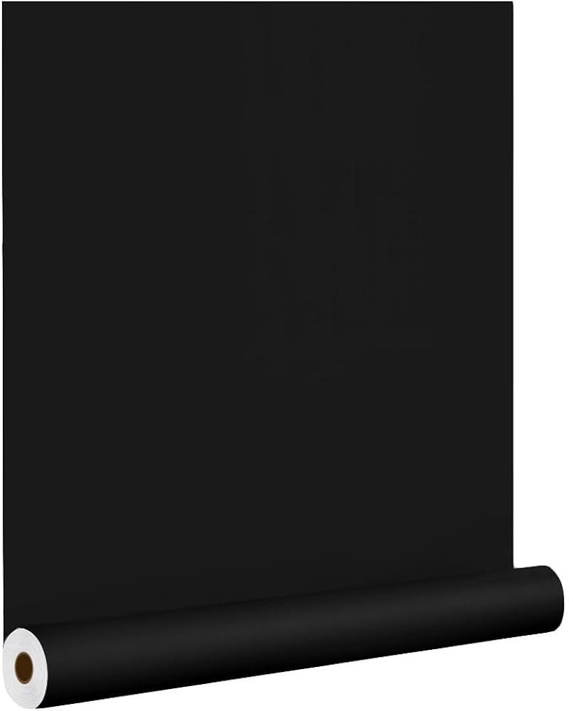 Black Wallpaper Black Contact Paper Thicken Peel and Stick Wallpaper 24"x394" Matte Solid Texture... | Amazon (US)