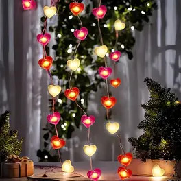 1pc/2pcs/3pcs heart string lights, battery operated, 6.6ft 20leds, valentines day decorations, ro... | Temu Affiliate Program