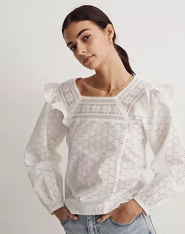 Eyelet Square-Neck Top | Madewell