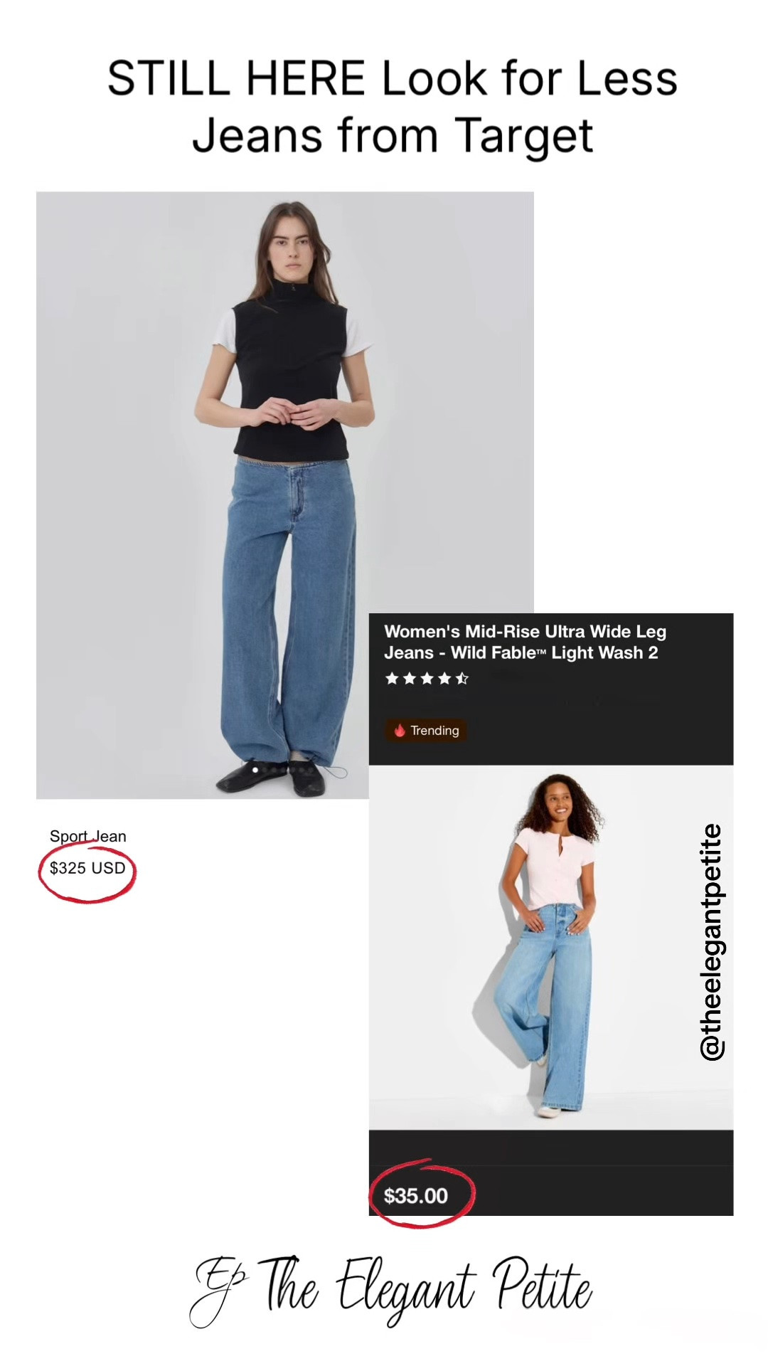 STILL HERE Look for Less Jeans from Target 
Follow me for more inspiration. Affordable fashion items with a touch of luxury.                            The Sport Jean is a low-rise, relaxed-leg jean with drawstring toggles at both hems. Featuring a waistband-free construction and a discreet zipper closure for an uninterrupted silhouette. #elegantstyle #styleinspo
#targetdesignerlookforless 
#designerinspired #designerinspiredjeans

#LTKootd #LTKPetite