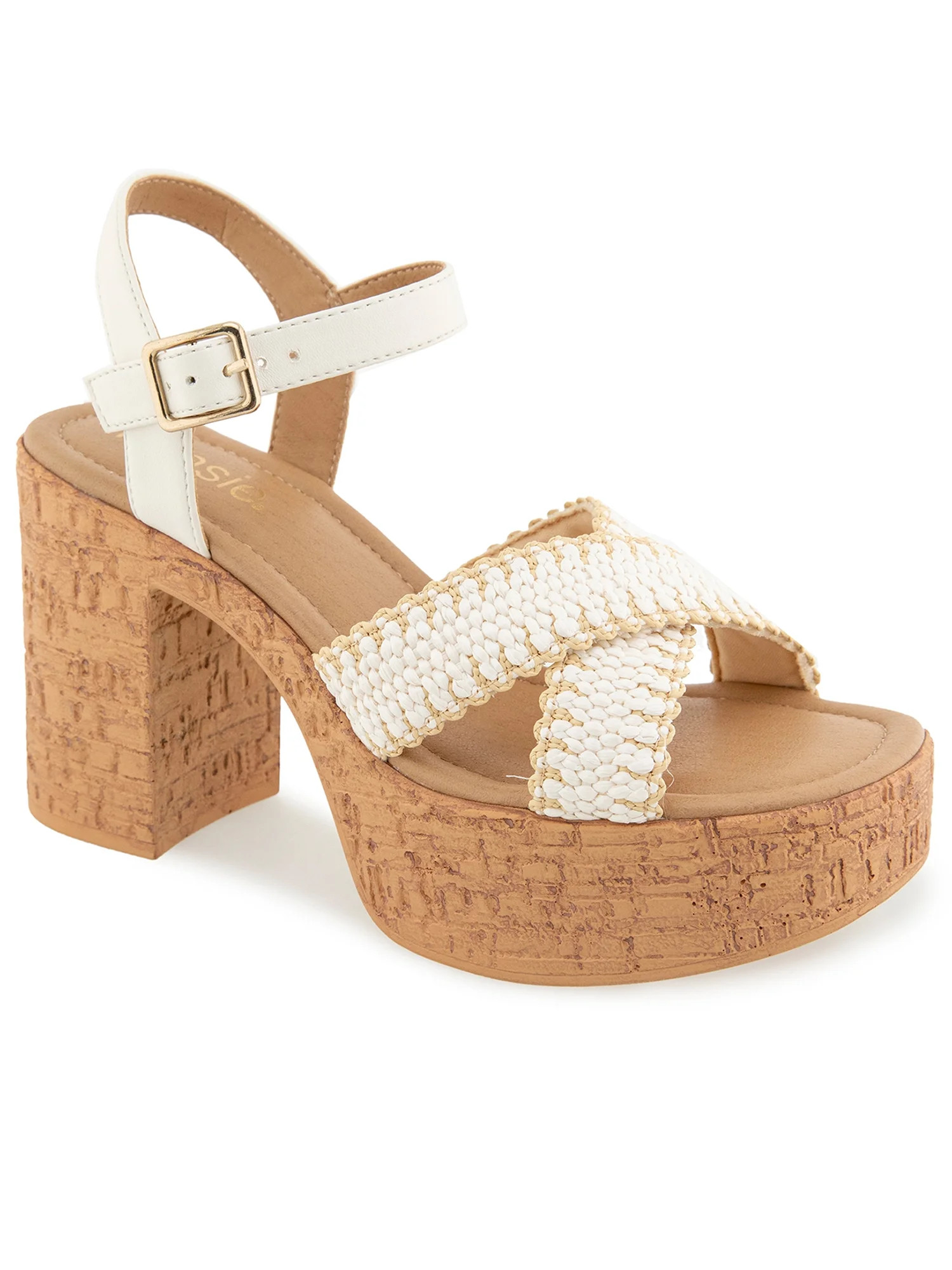 Kensie Women's Sanya Raffia Platform Heeled Sandal - Walmart.com | Walmart (US)