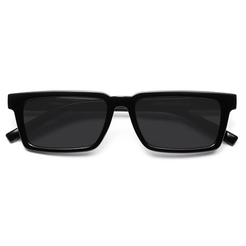 VANLINKER Retro Rectangular Polarized Sunglasses for Women Men Trendy Small Chic 80s 90s Square Sun Glasses VL9877,Black | Amazon (US)